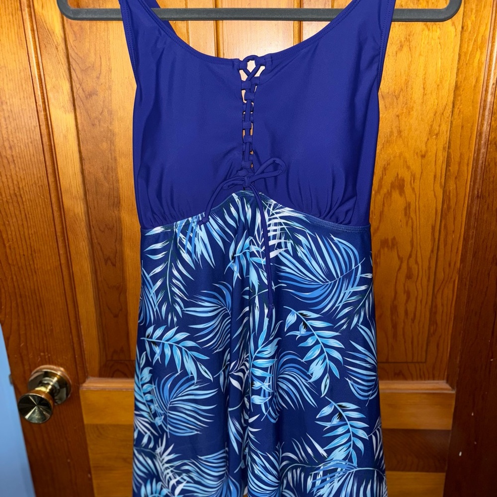 Blue Tropical Print Tankini/Swim Shorts